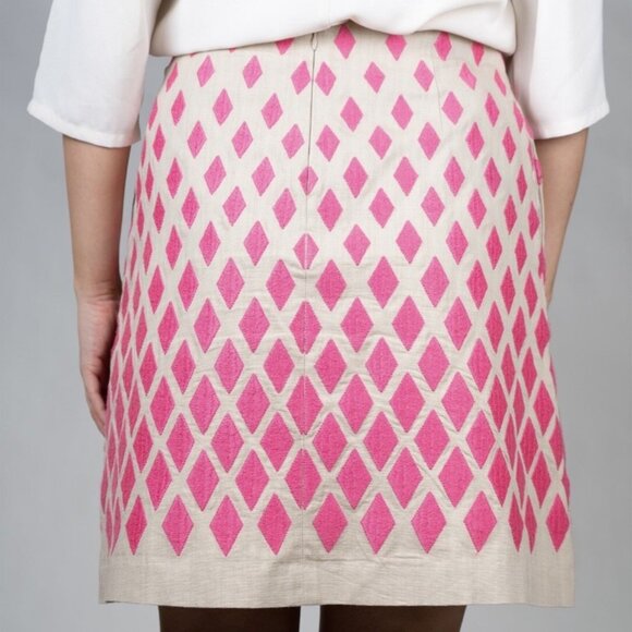 Boden Pink Diamond A-Line Skirt with Pockets - Picture 2 of 8